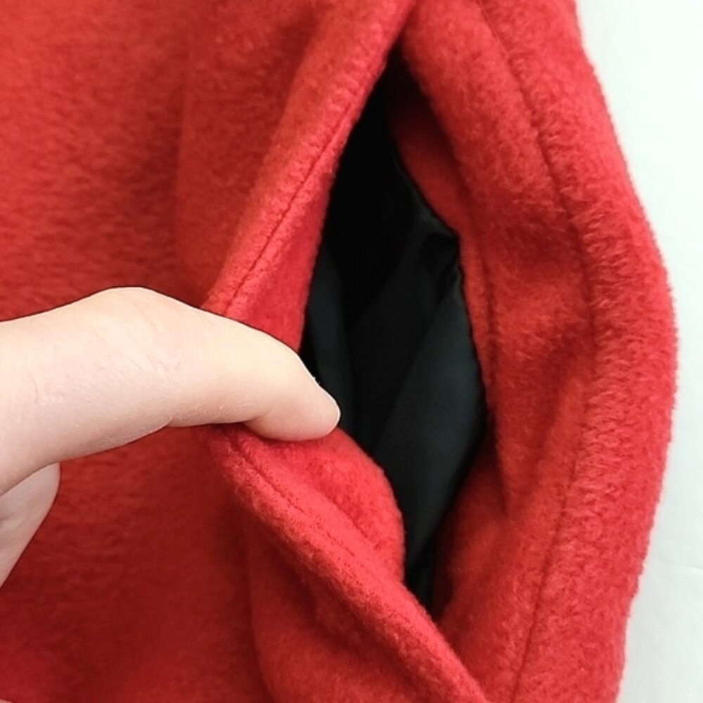 CAT Men's Red Fleece Hooded Button Up Jacket Quilted Insulated Lining Size Large - Picture 5 of 16